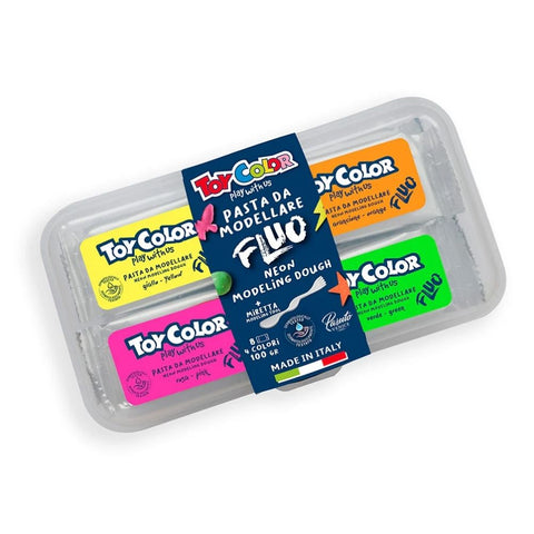 Neon Modeling Dough: 8 x 100g (4 Colours) with Tool