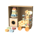 3 In 1 Gift Box: Giraffe Pull-Along, Stacking Tower and Shape Sorter