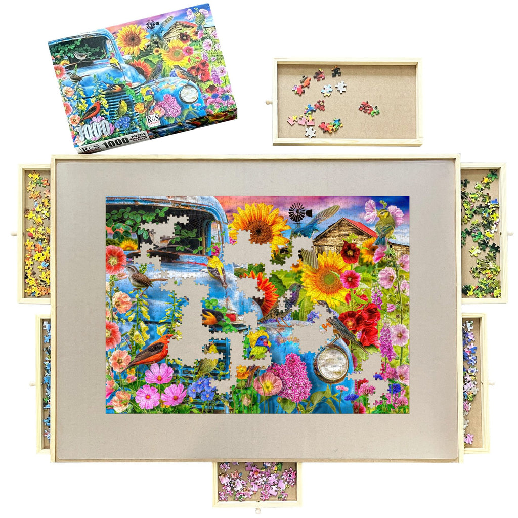 Rotating Puzzle Board with Drawers