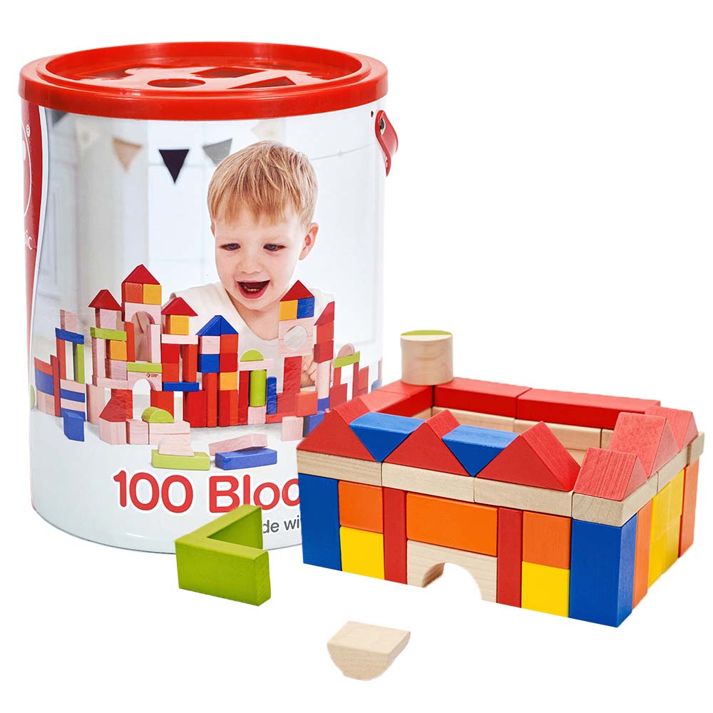 Wooden Blocks Coloured with Sorting Sorting Lid 100pc
