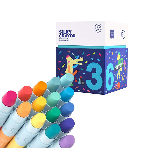 Mideer Silky Washable 36 Color Non-Toxic Jumbo Artistic Designer Crayons  For Kids