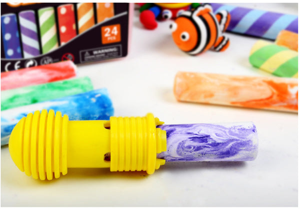 Set De Tizas Lavables De 24 Colores Jar Melo – Con 2 Portatizas, Para Pintar En El Suelo Y Exteriores