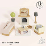 Wooden Dolls House Sitting Room 19pc