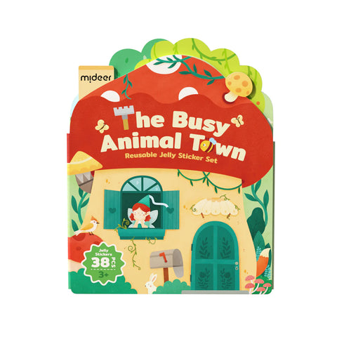 The Busy Animal Town: Reusable Jelly Sticker Set 38pc