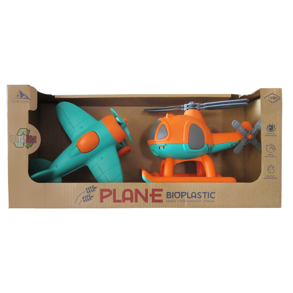 Bioplastic Plane and Helicopter Set 2pc