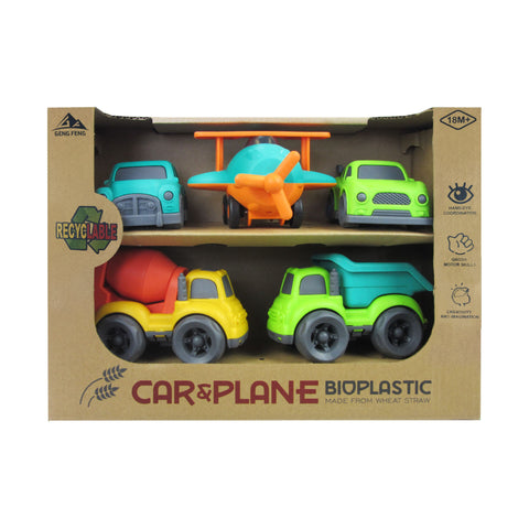 Bioplastic Plane, Truck and Car Set 5pc