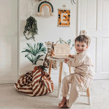 Playmat & Toy Bag: Stripes Brown 140cm