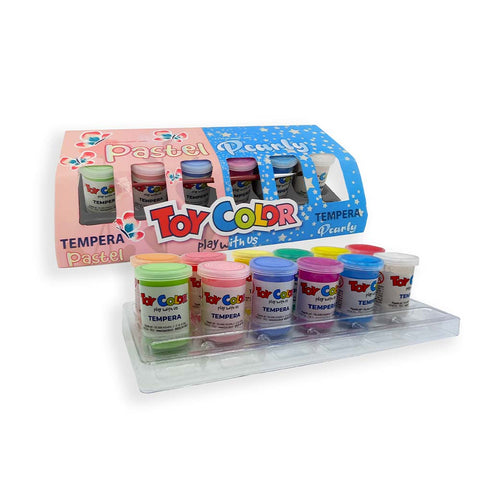 Pearly/Pastel Shades Ready Tempera 6 + 6 Pots 25ml