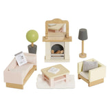 Wooden Dolls House Sitting Room 19pc
