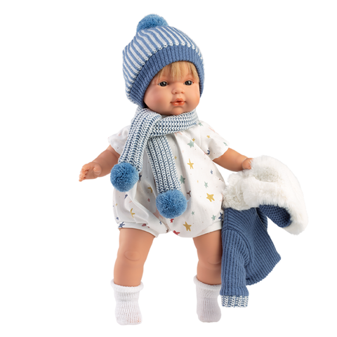 Llorens - Baby Boy Doll with Crying Mechanism, Clothing & Scarf: Sasha 38cm