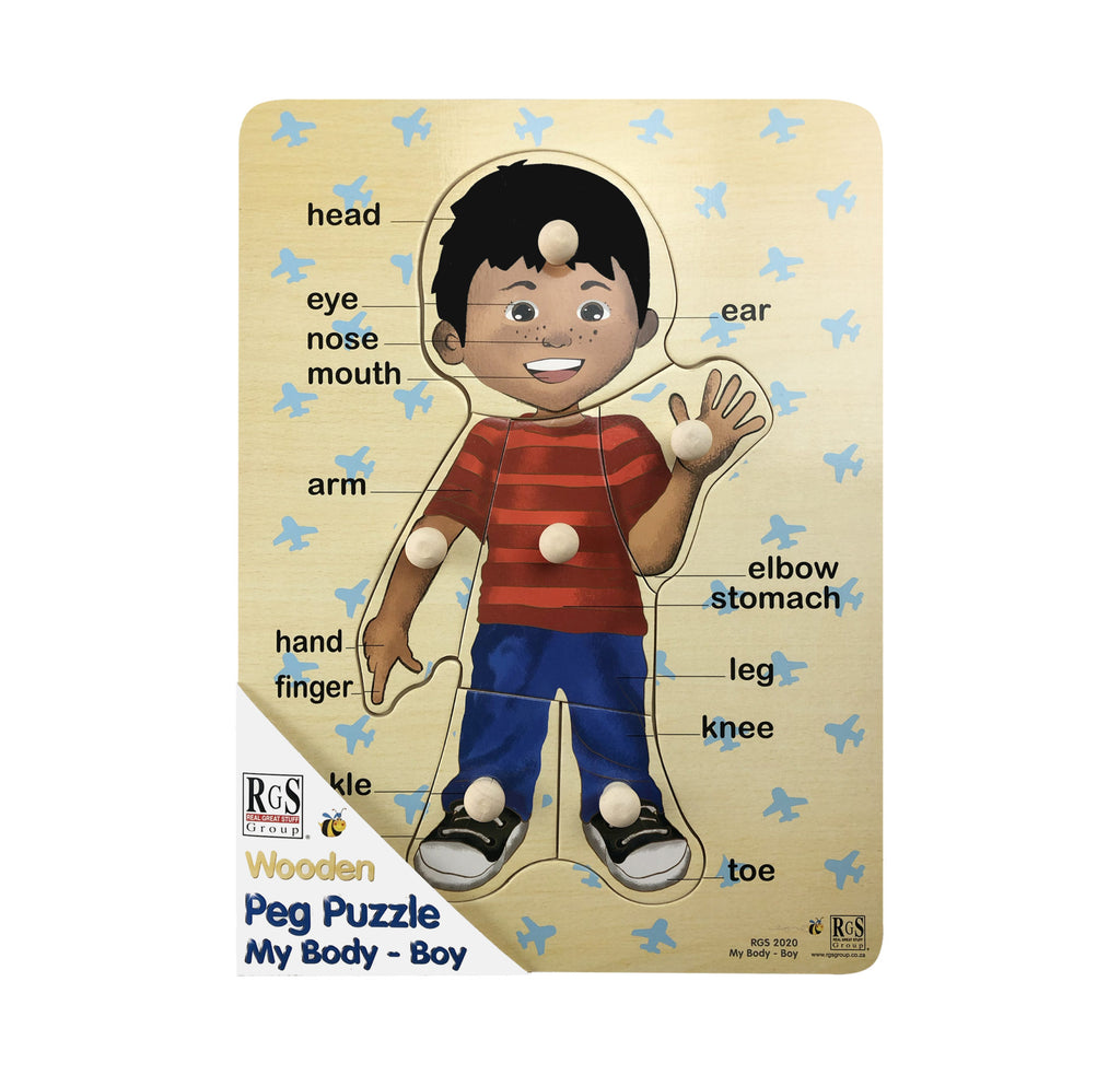 My Body Peg Puzzle: Boy 6pc English
