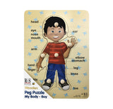 My Body Peg Puzzle: Boy 6pc English