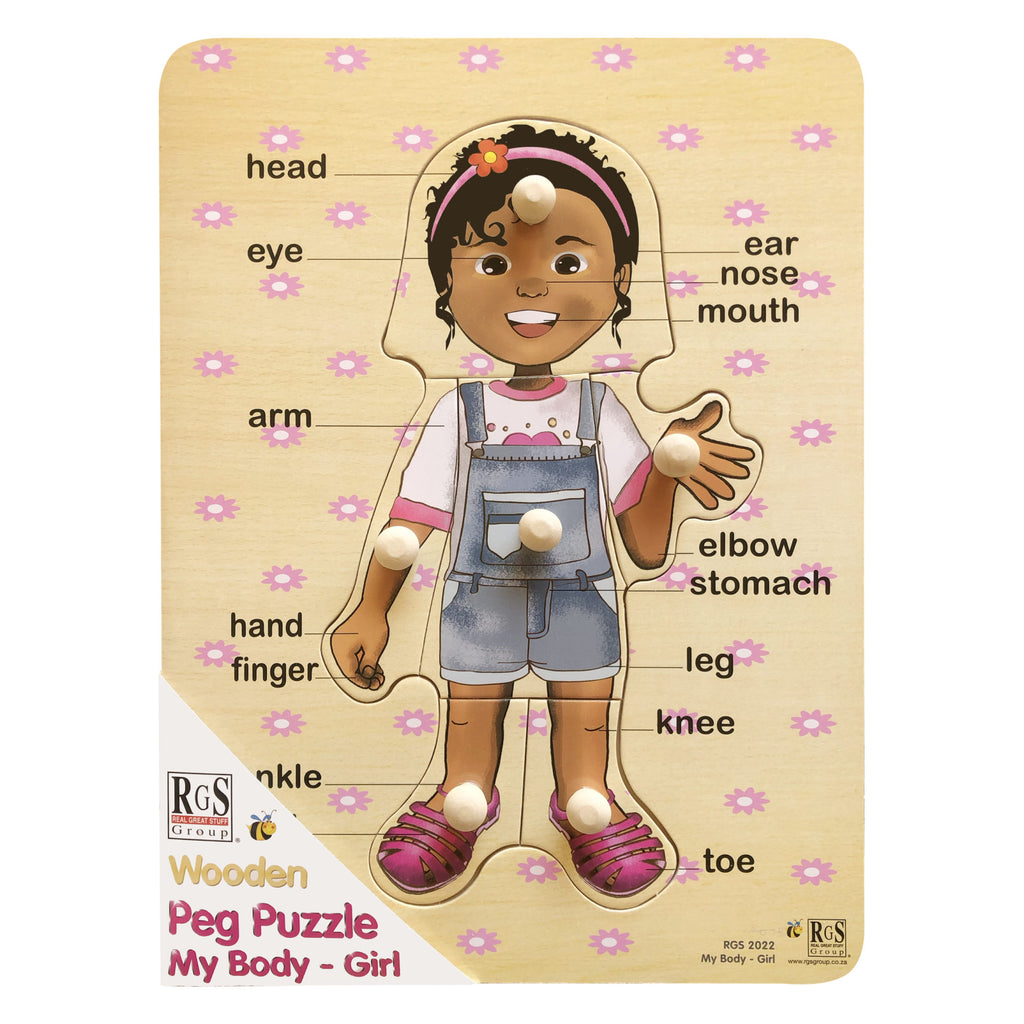 My Body Peg Puzzle: Girl 6pc English