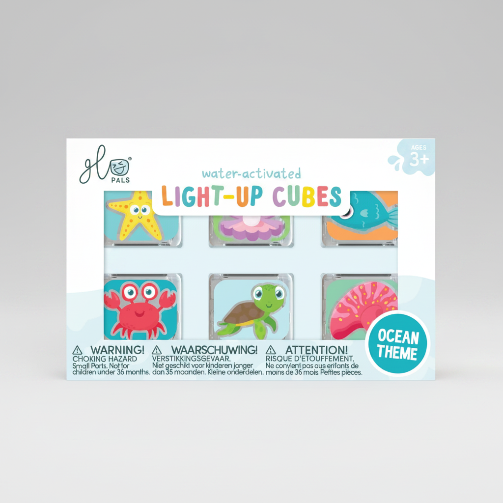 Glo Pals: Water Activated Light-Up Cubes - Ocean 6pc