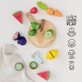 Wooden Play Food Chopping Board 18pc