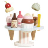Wooden Ice Cream Stand & Toppings 12pc