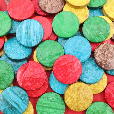 Coconut Shell Circles 25mm Coloured 250g
