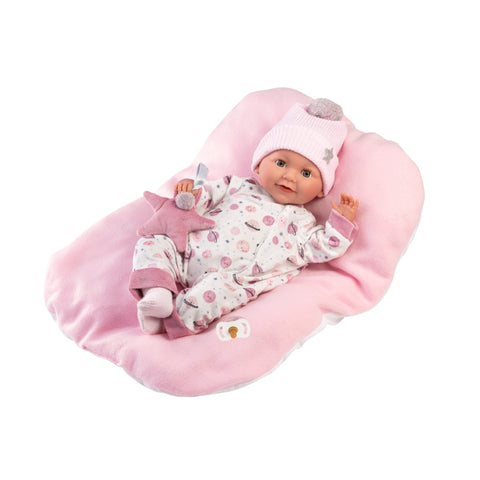 Llorens - Baby Girl Doll w Crying Mechanism, Clothing & Cushion: Heidi 42cm
