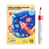 Vivid Layered Colours Washable Markers: 12 Colours