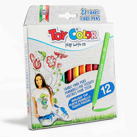 Fabric Fibre Pens: 12 Colours