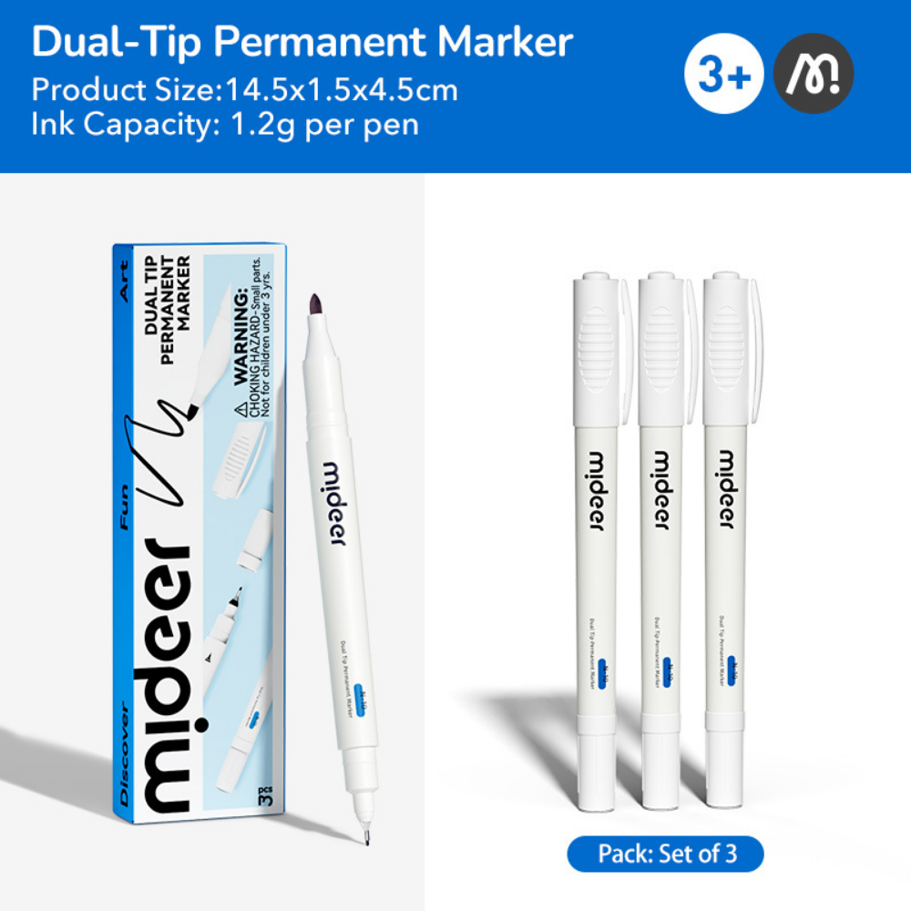 Dual-Tip Permanent Marker 3pc