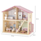 Wooden Dollhouse 17pc