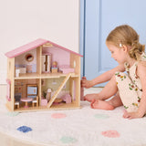 Wooden Dollhouse 17pc