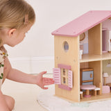 Wooden Dollhouse 17pc