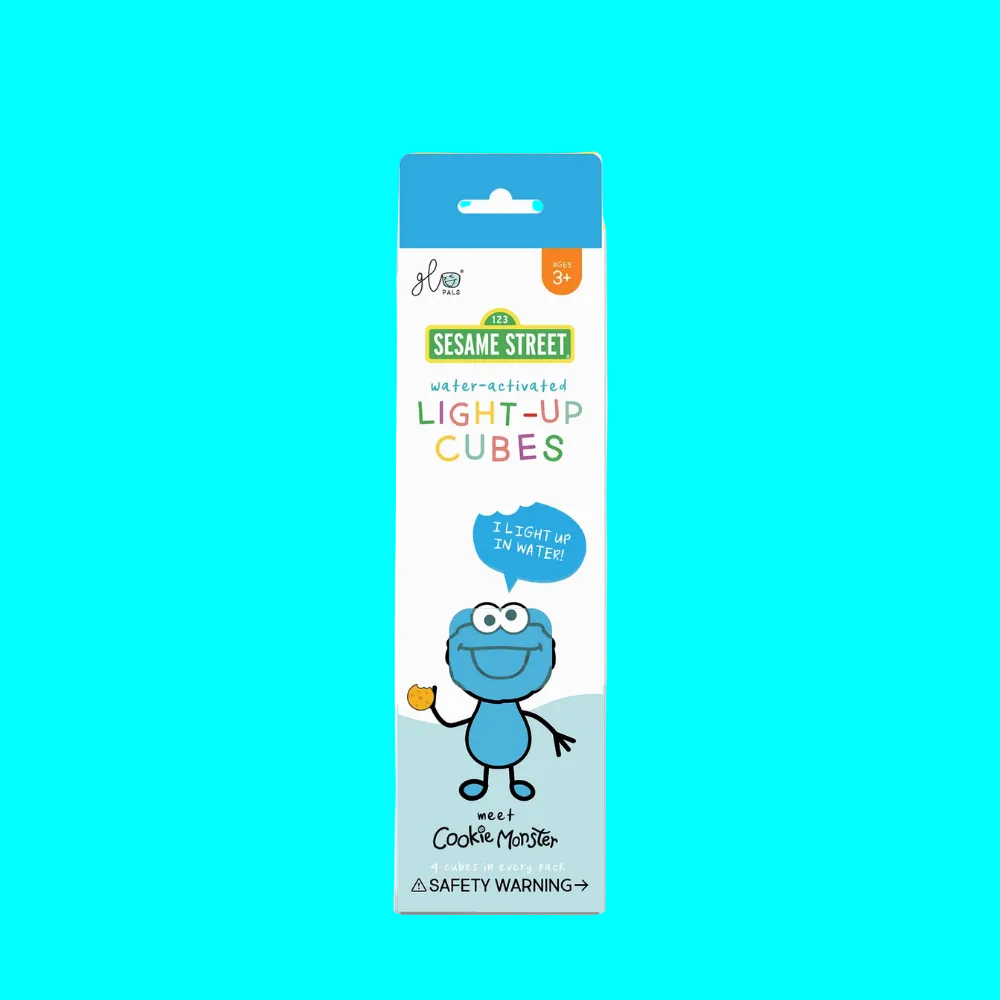 Glo Pals: Water Activated Light-Up Sensory Toys - Sesame Street Cookie Monster (Blue) 4pc