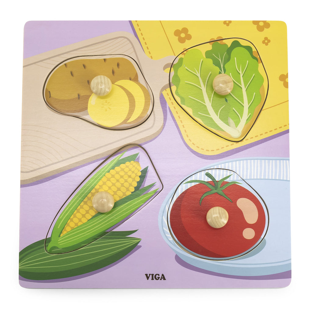 Wooden Knob Puzzle: Vegetables