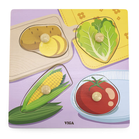 Wooden Knob Puzzle: Vegetables
