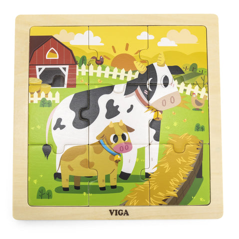 Framed Wooden Puzzle: Cow 9pc