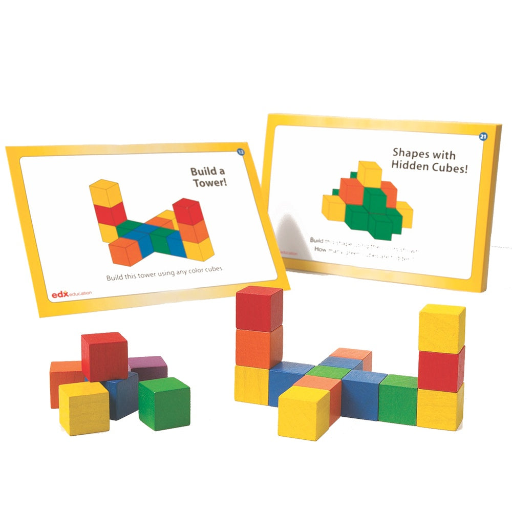 Wooden Cubes Colour 20mm + Activity Cards 136pc
