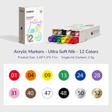 Acrylic Markers Ultra-Soft Nib: 12 Colours