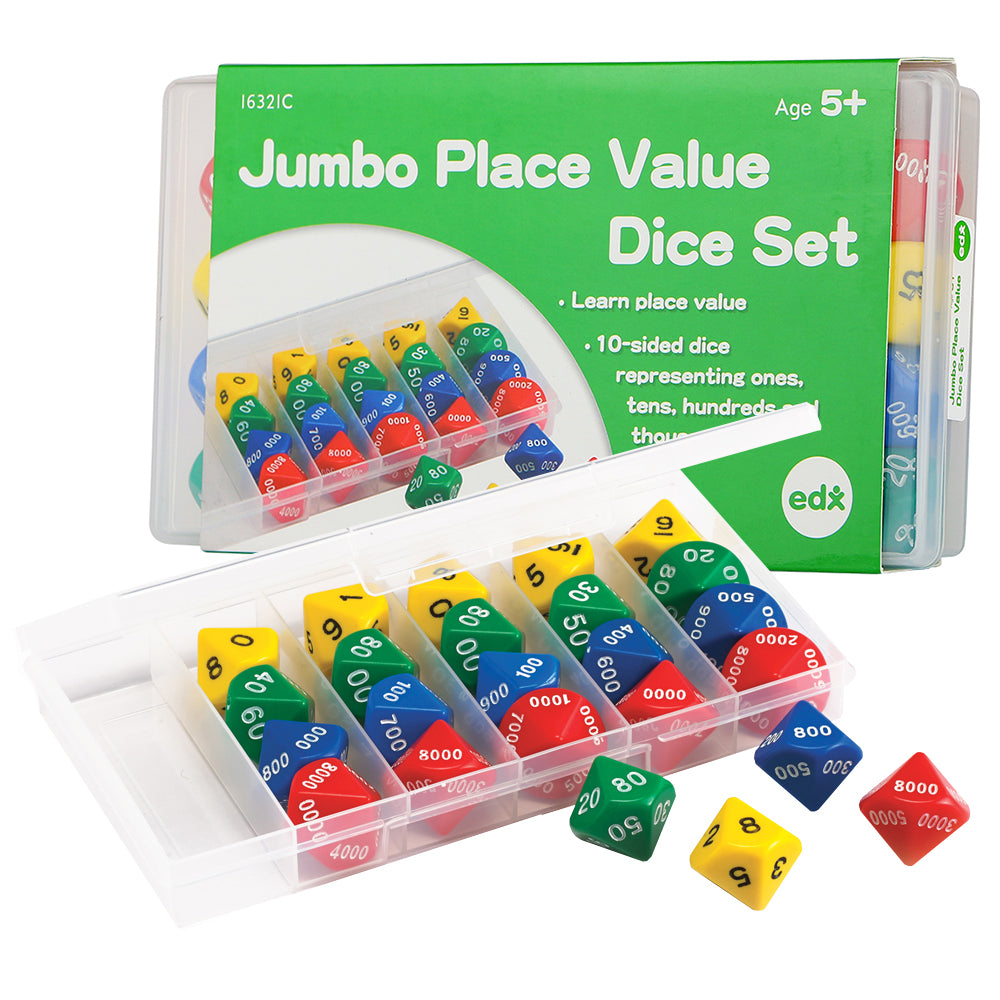 Dice Jumbo 10-Sided Place Value Set 24pc