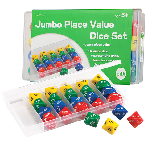 Dice Jumbo 10-Sided Place Value Set 24pc