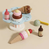 Wooden Ice Cream Stand & Toppings 12pc