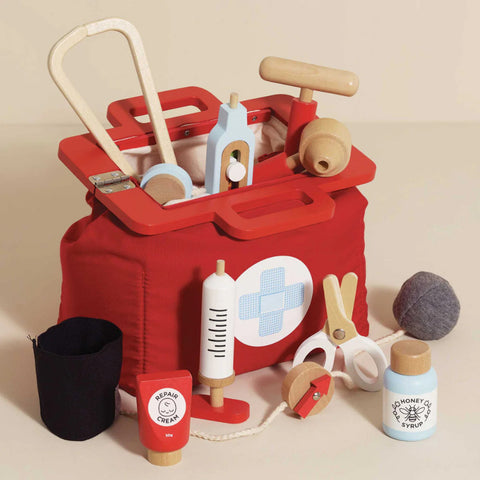 Wooden Doctor's Medical Kit 10pc