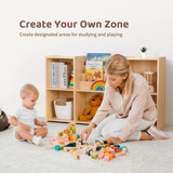 Montessori Bookshelf and Toy Storage Organizer with Book Rack