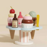 Wooden Ice Cream Stand & Toppings 12pc