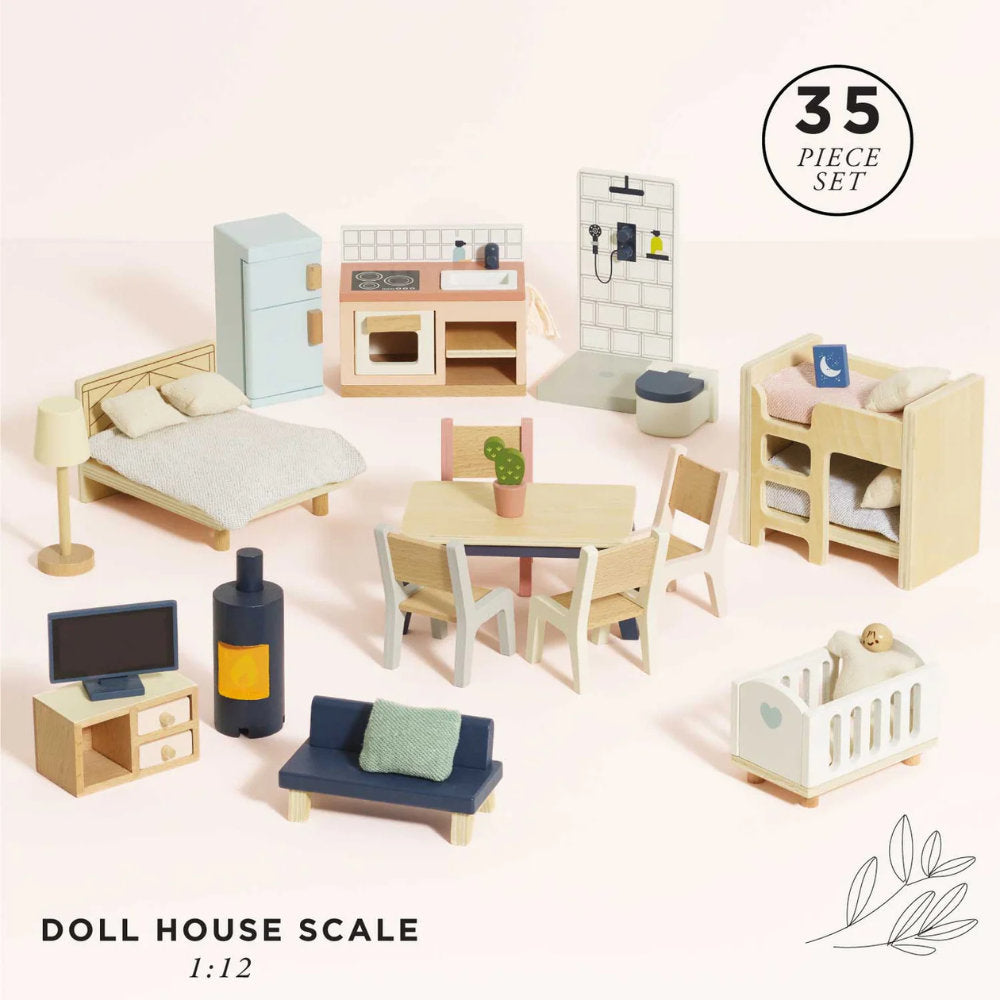 Wooden Dolls House Child's Bedroom 24pc