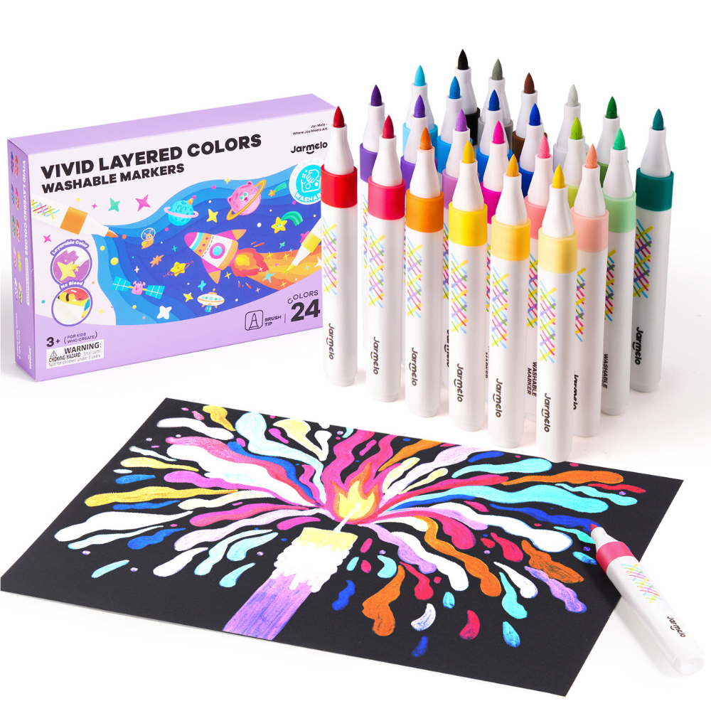 Vivid Layered Colours: Washable Markers 24 Colours