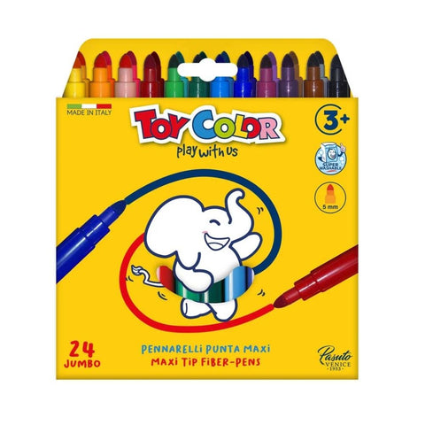 Jumbo Maxi Tip Fibre Pens 5mm 24 Colours