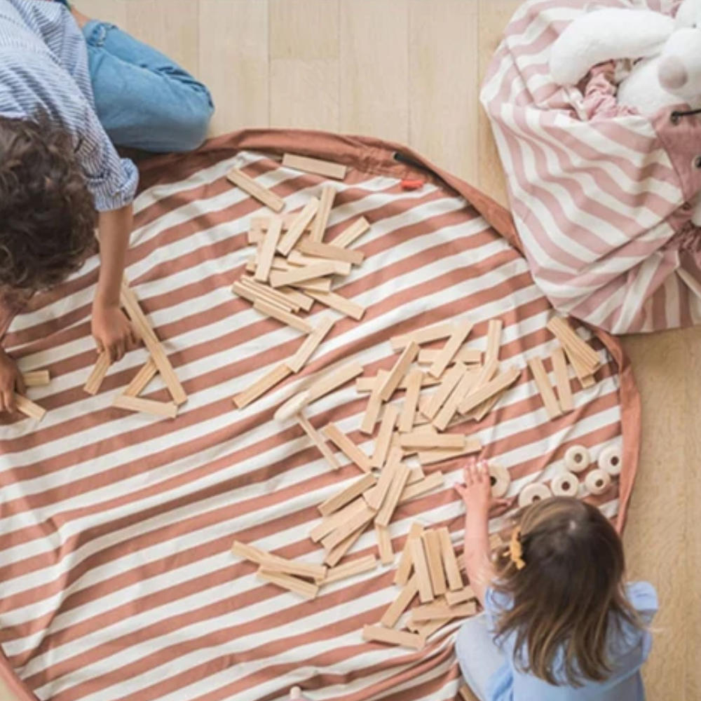 Playmat & Toy Bag: Stripes Brown 140cm
