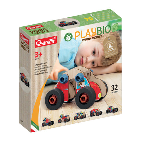 PlayBio: Wood Vehicle Nuts & Bolts Builder Set 32pc