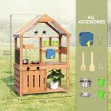 Wooden Outdoor Mud Kitchen with Accessories 8pc