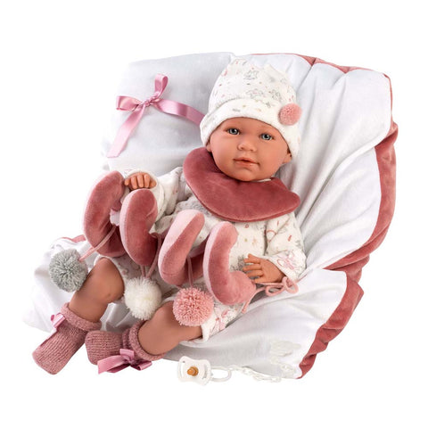 Llorens - Baby Girl Doll With Clothing, Accessories & Crying Mechanism: Mimi With Cushion 42cm