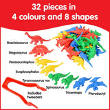 Dinosaur Counters 32pc Jar with Tweezer & Activity Guide