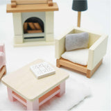 Wooden Dolls House Sitting Room 19pc