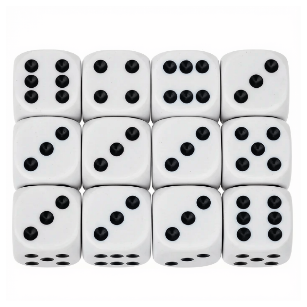 Dice White 2cm 12pc